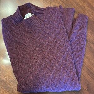 Joseph Abboud Men's Maroon Cable Knit Sweater